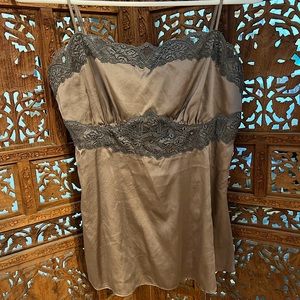 Y2K Silky Bronze Lace Tank Top